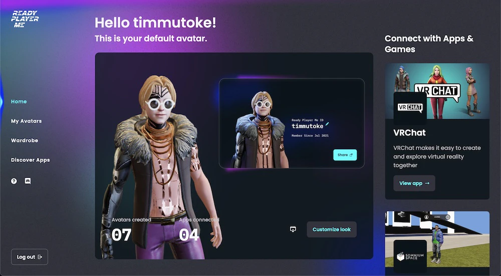 screenshot of Ready Player Me